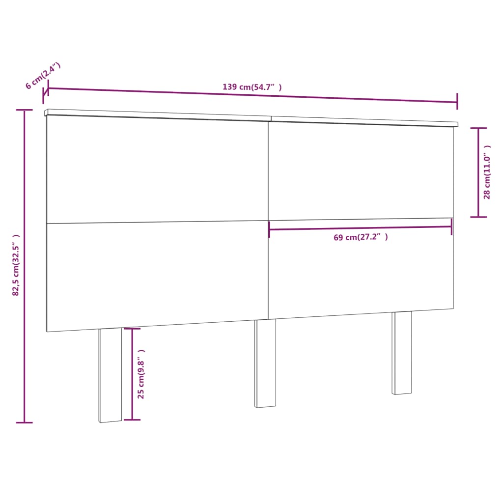 vidaXL Tête de lit Marron miel 139x6x82,5 cm Bois massif de pin