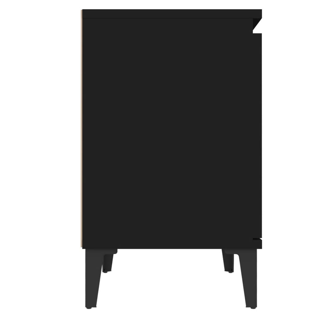 vidaXL Table de chevet avec pieds en métal Noir 40x30x50 cm