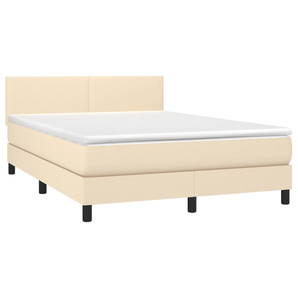 vidaXL Sommier à lattes de lit avec matelas Crème 140x190 cm Tissu