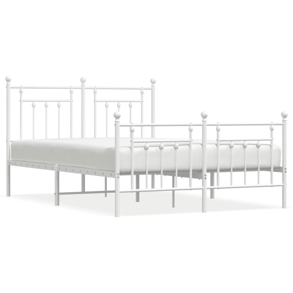 vidaXL Cadre de lit métal sans matelas et pied de lit blanc 150x200 cm