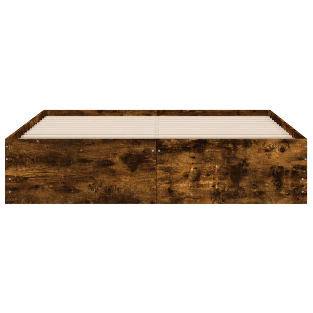 vidaXL Cadre de lit à tiroirs chêne fumé 140x200 cm bois d'ingénierie
