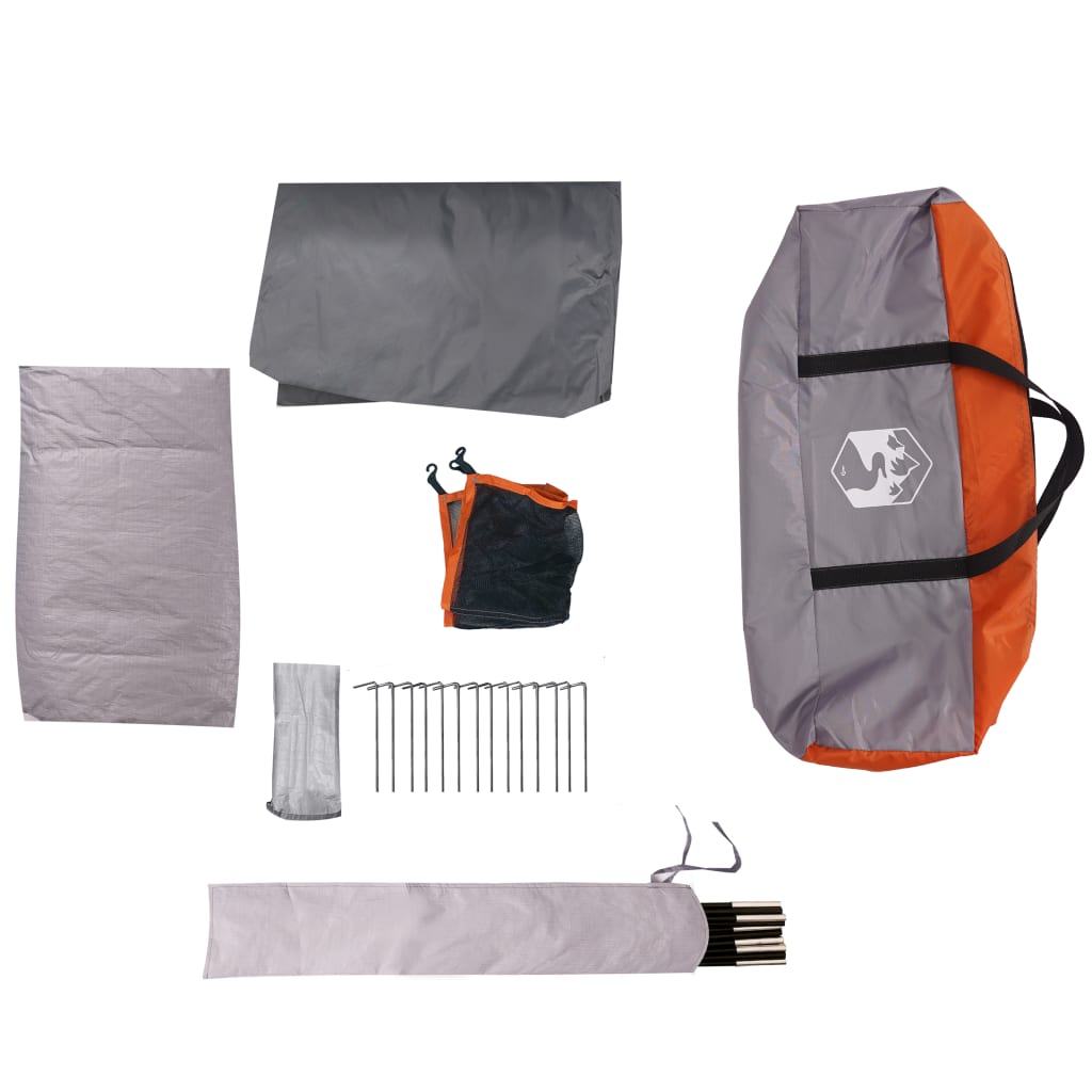 vidaXL Tente de camping avec porche 4 personnes orange imperméable