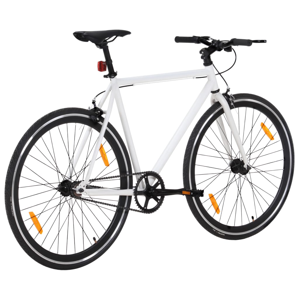 vidaXL Vélo à pignon fixe blanc et noir 700c 59 cm