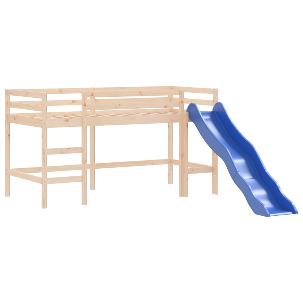 vidaXL Lit mezzanine enfants toboggan 90x200 cm bois pin massif