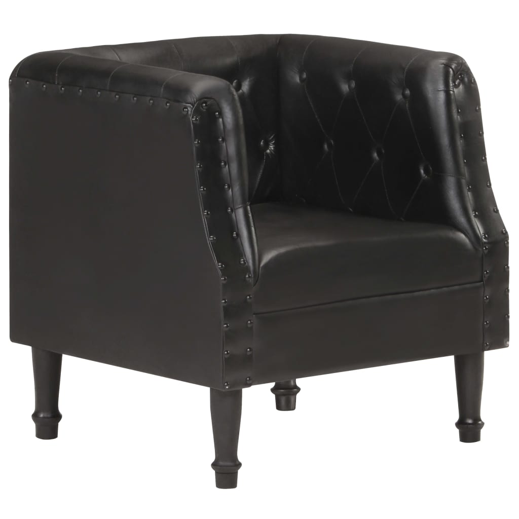 vidaXL Fauteuil Noir Cuir véritable