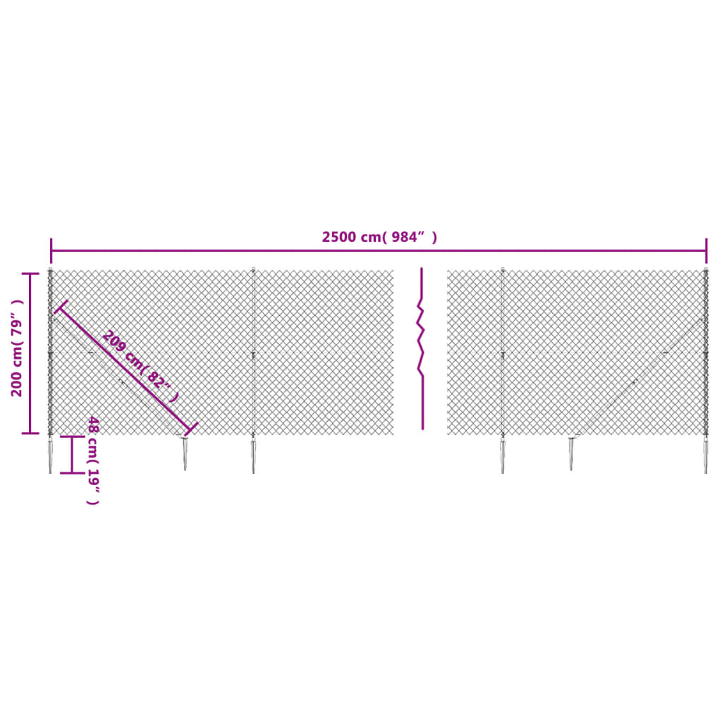 vidaXL Clôture à mailles losangées avec piquet d'ancrage vert 2x25 m