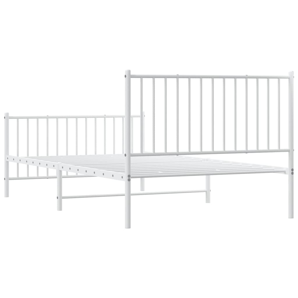 vidaXL Cadre de lit métal sans matelas et pied de lit blanc 107x203 cm