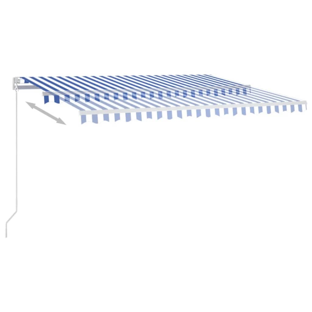 vidaXL Auvent manuel rétractable avec LED 450x350 cm Bleu et blanc