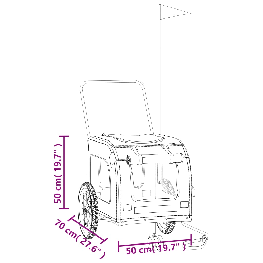 vidaXL Remorque de vélo pour animaux de compagnie orange et gris