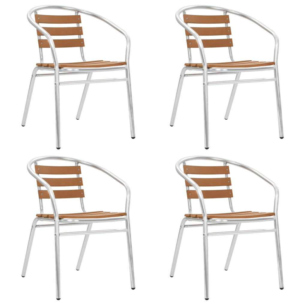 vidaXL Chaises empilables de jardin lot de 4 Aluminium et WPC Argenté