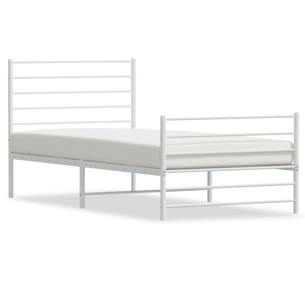 vidaXL Cadre de lit métal sans matelas avec pied de lit blanc 90x200cm