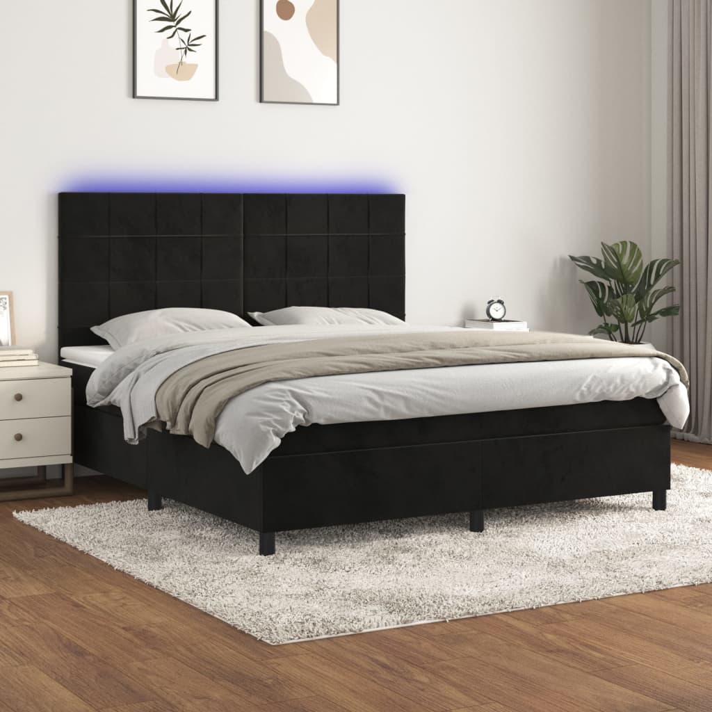 vidaXL Sommier à lattes de lit matelas et LED Noir 180x200 cm Velours