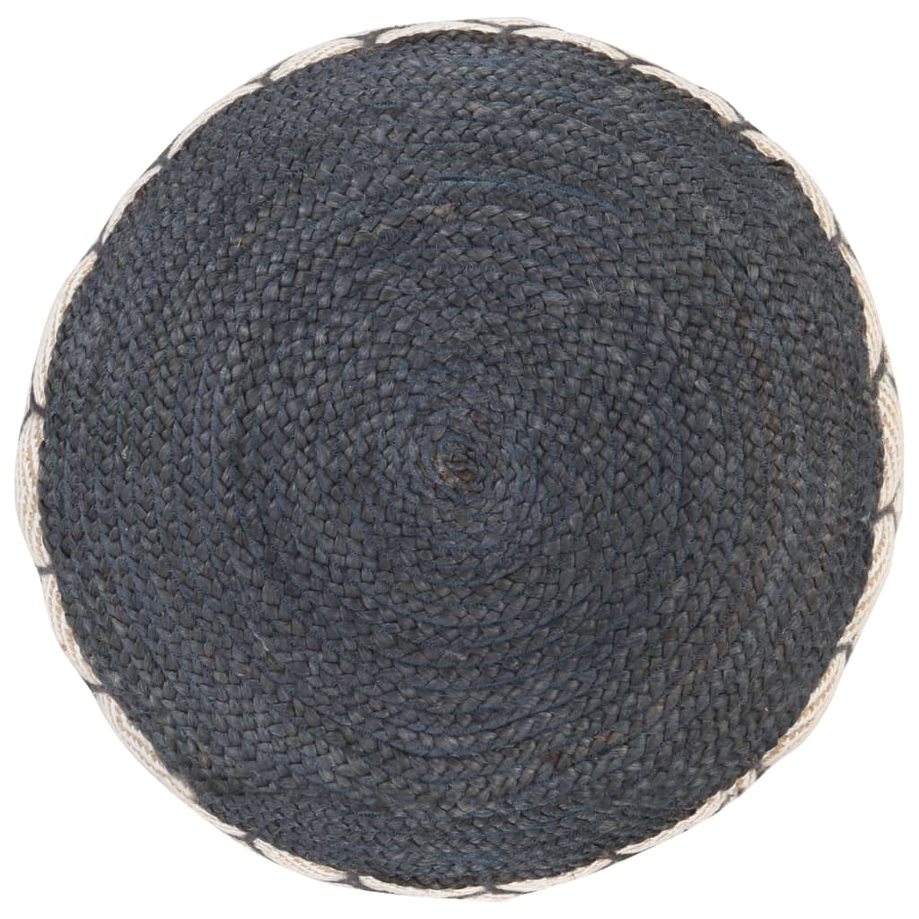 vidaXL Pouf tissé/tricoté Jute Coton 50 x 30 cm Bleu