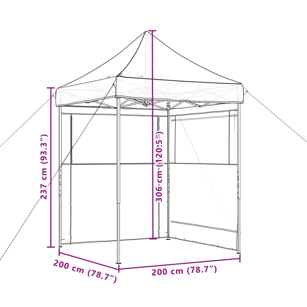 vidaXL Tente de réception pliable escamotable avec 2 parois latérales