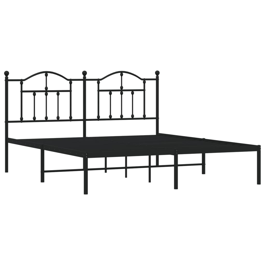 vidaXL Cadre de lit métal sans matelas avec tête de lit noir 183x213cm