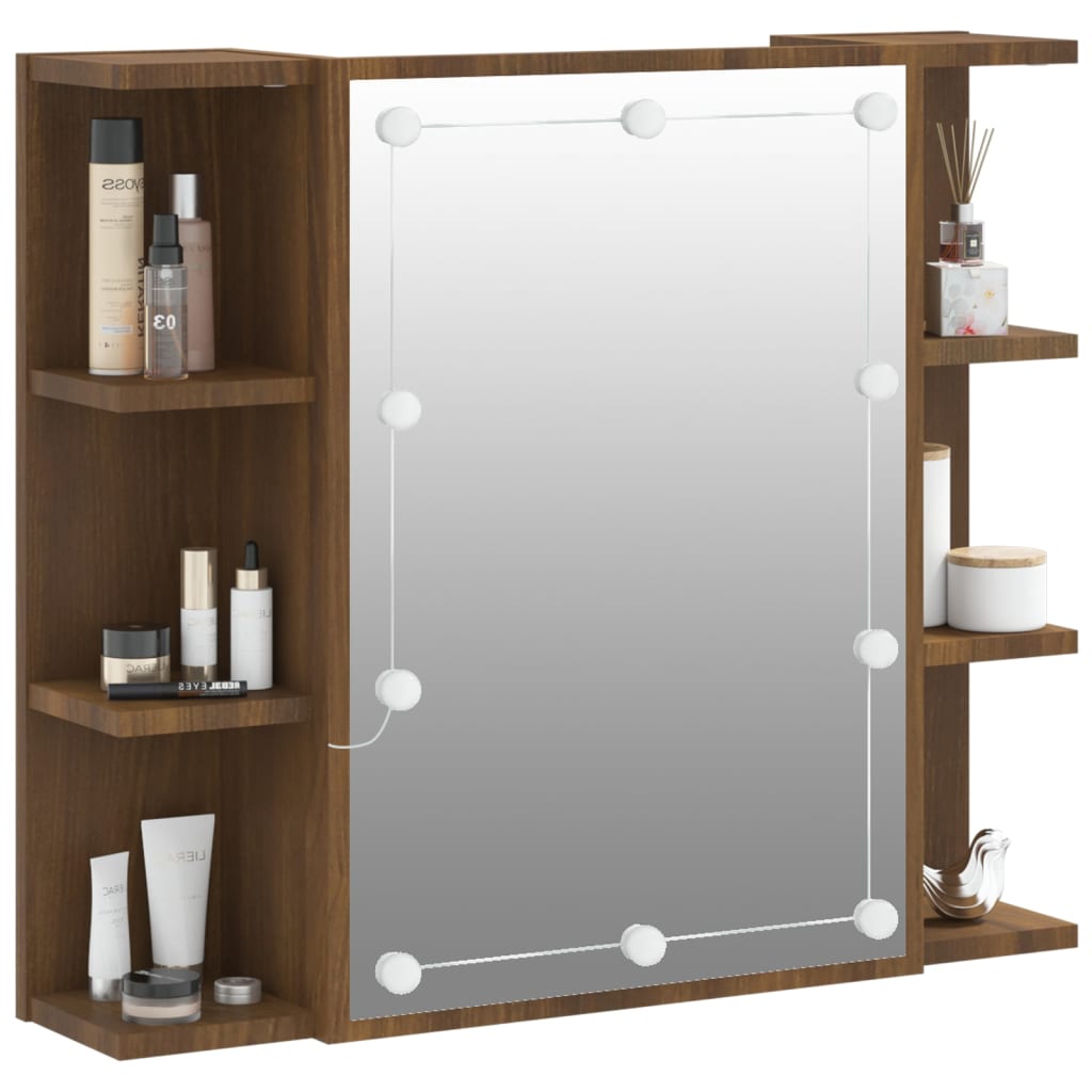 vidaXL Armoire à miroir avec LED Chêne marron 70x16,5x60 cm