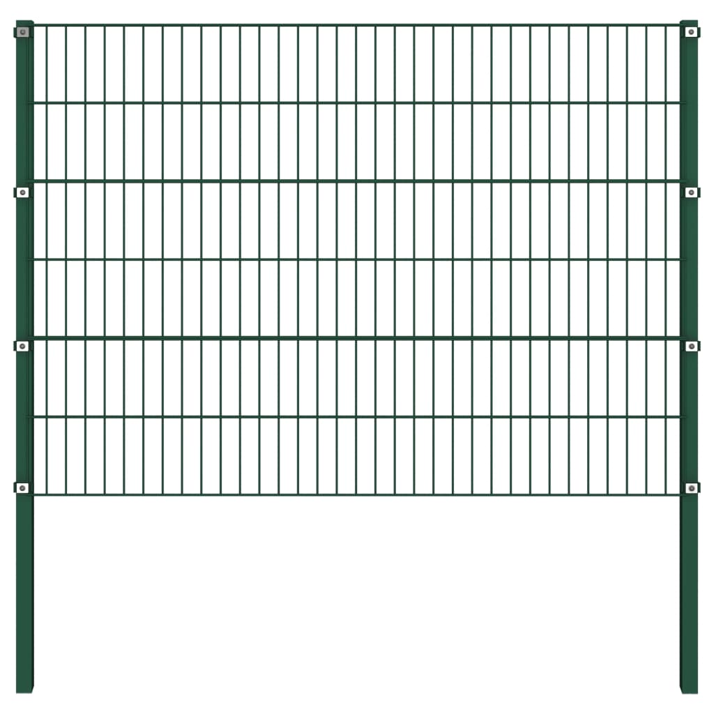 vidaXL Panneau de clôture avec poteaux Fer 5,1 x 1,2 m Vert
