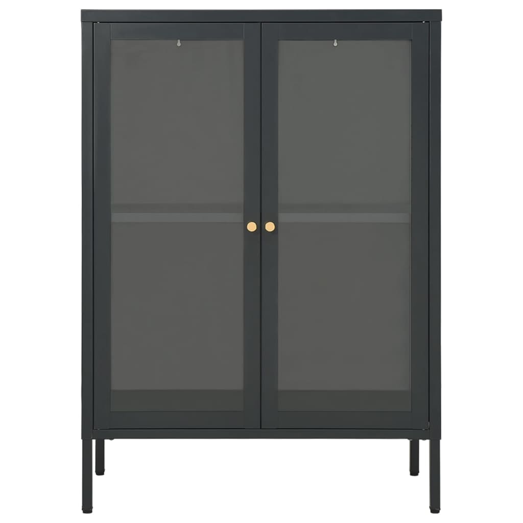 vidaXL Buffet Anthracite 75x35x105 cm Acier et verre