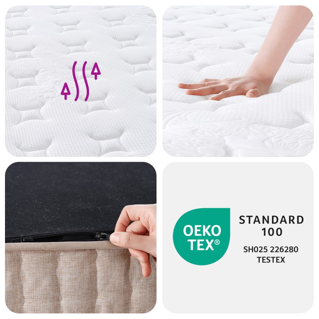 vidaXL Matelas à ressorts ensachés moyen plus 120x200 cm