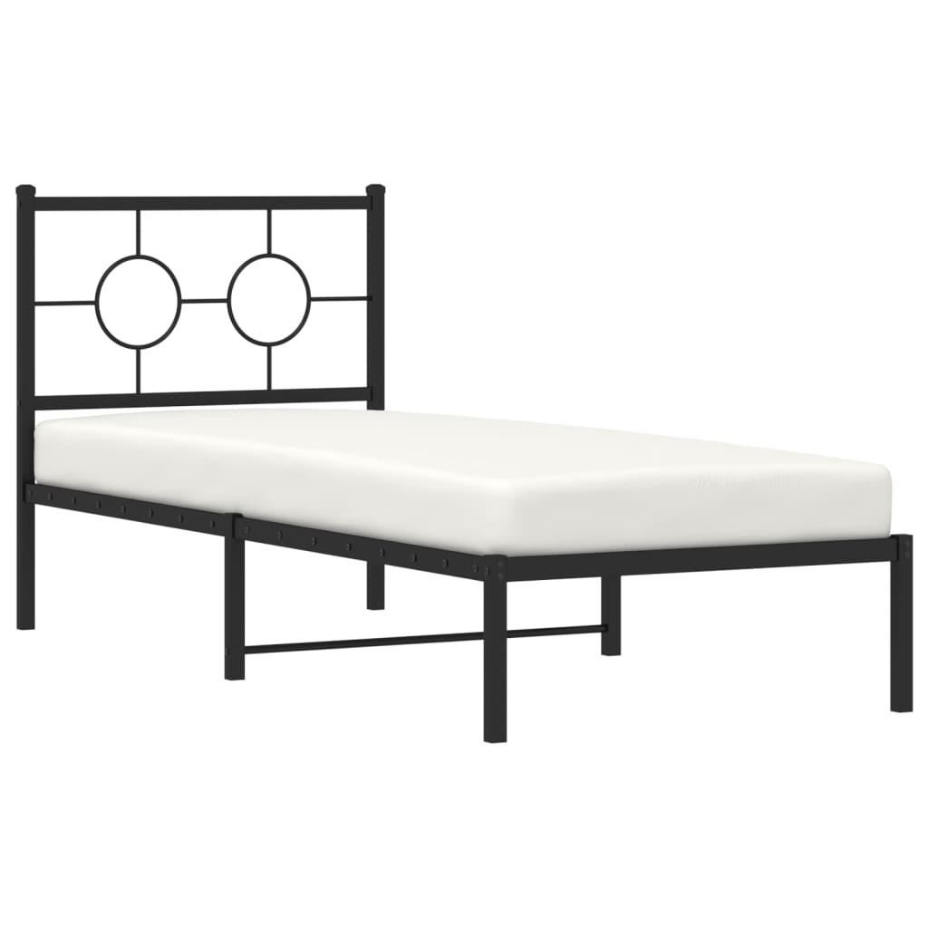 vidaXL Cadre de lit métal sans matelas avec tête de lit noir 75x190 cm