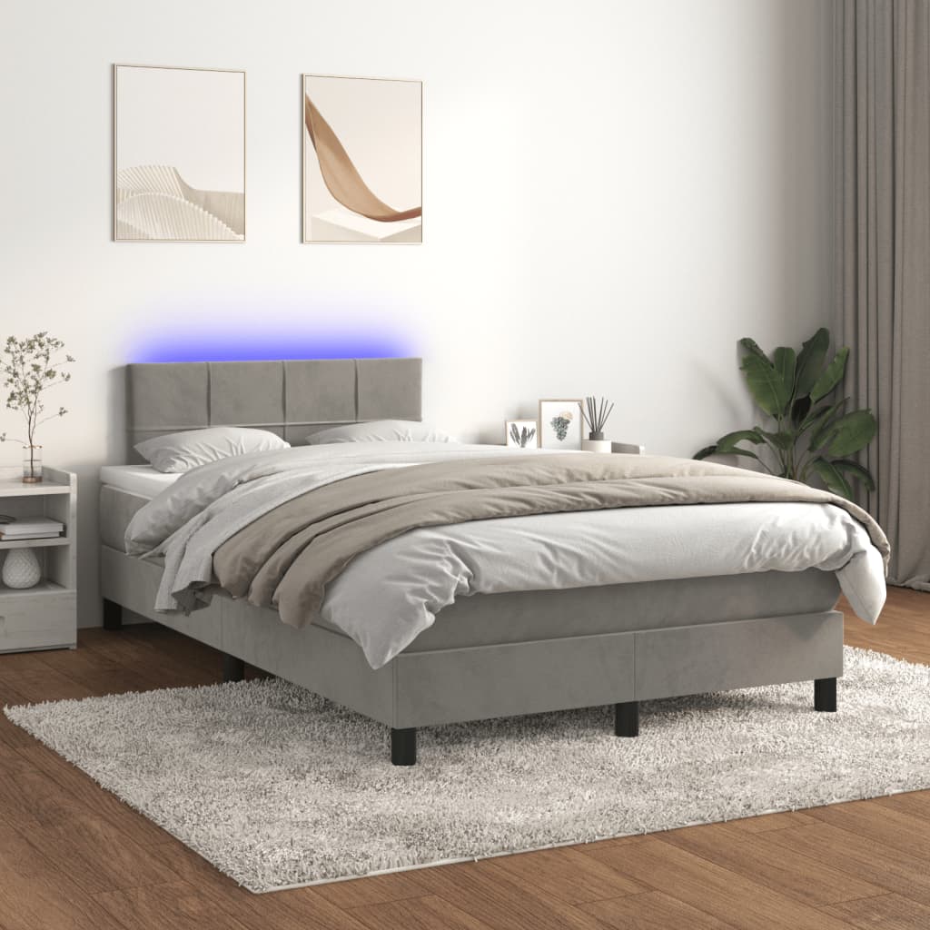 vidaXL Sommier à lattes de lit avec matelas LED gris clair 120x190 cm