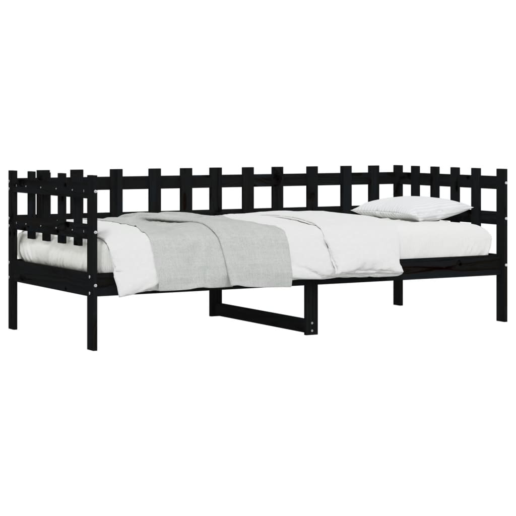 vidaXL Lit de jour sans matelas noir 90x200 cm bois de pin massif