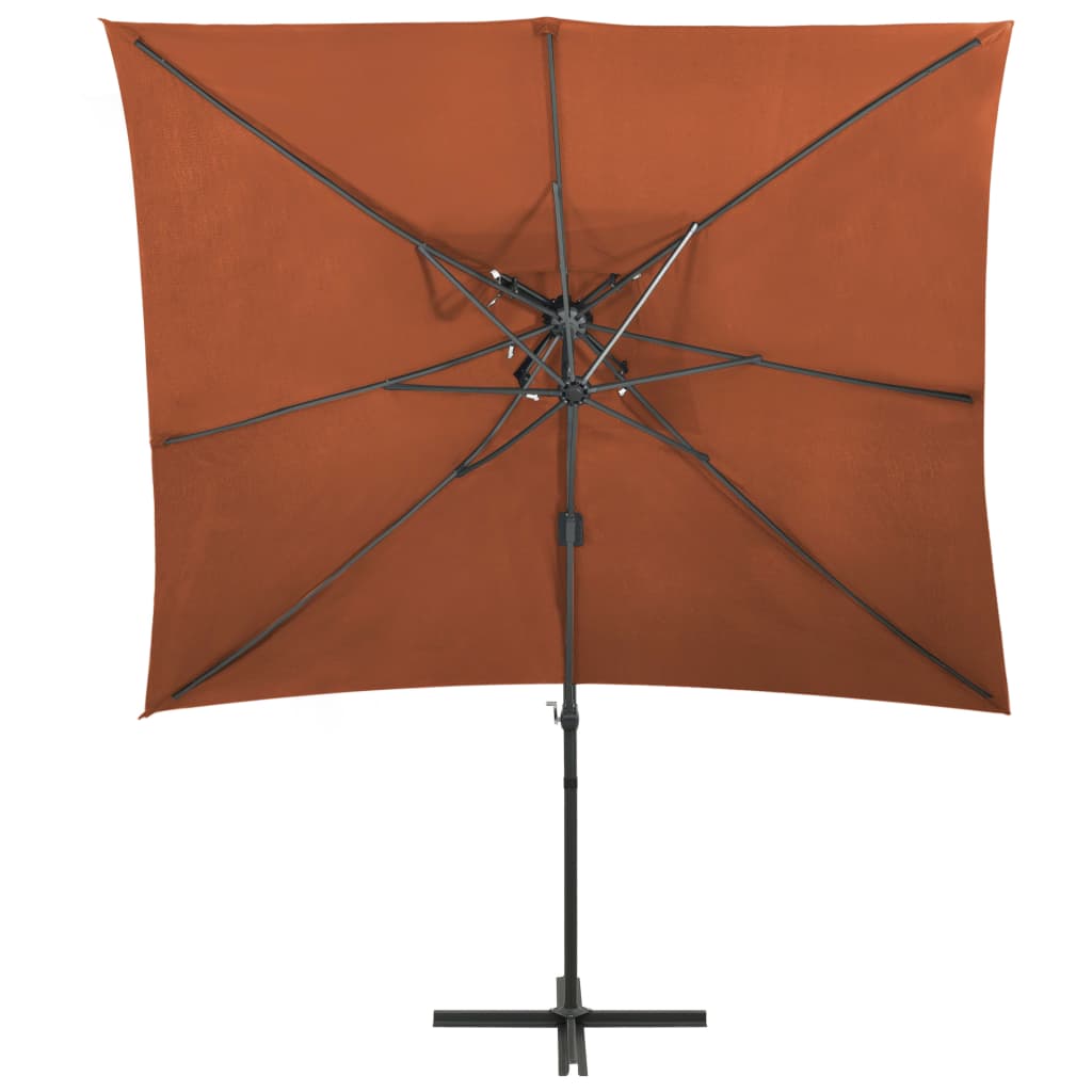 vidaXL Parasol déporté à double toit Terre cuite 250x250 cm