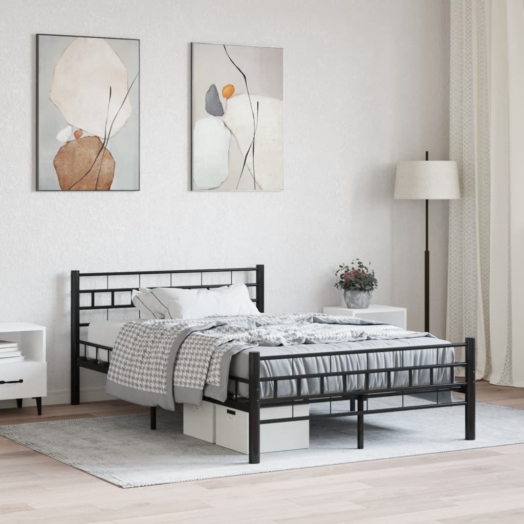 vidaXL Cadre de lit Noir Acier 140 x 200 cm