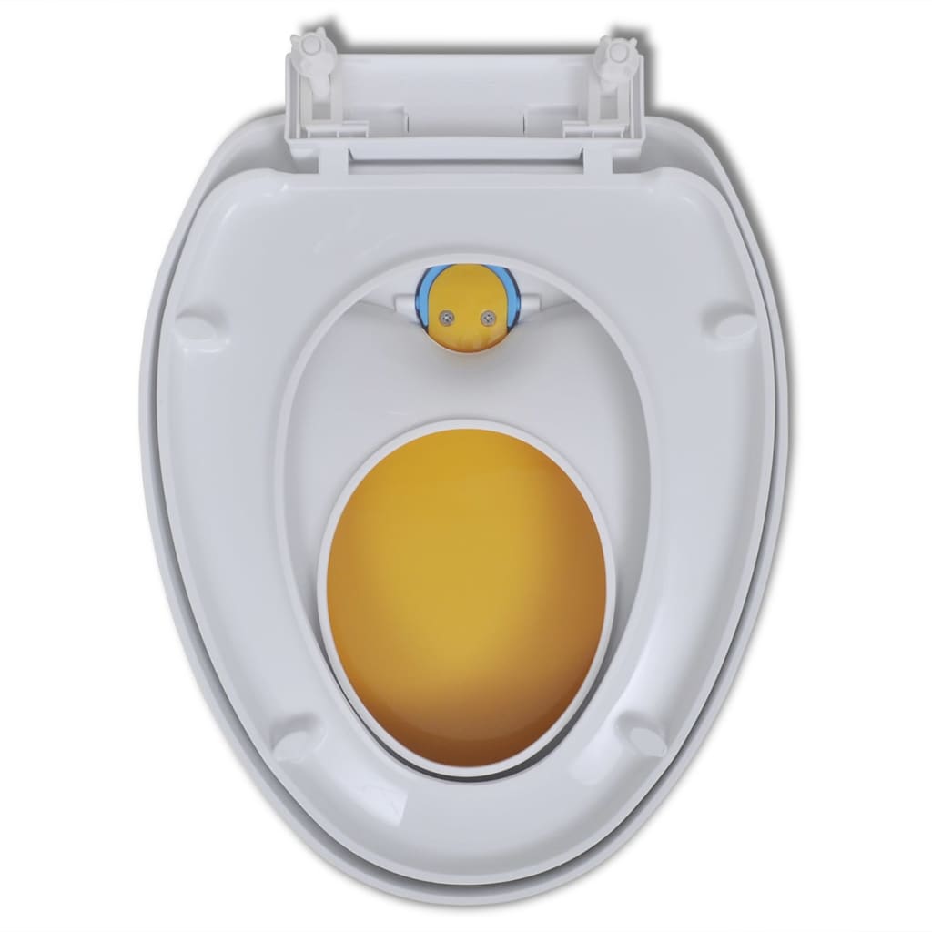 vidaXL Siège de toilette à fermeture en douceur Blanc et jaune