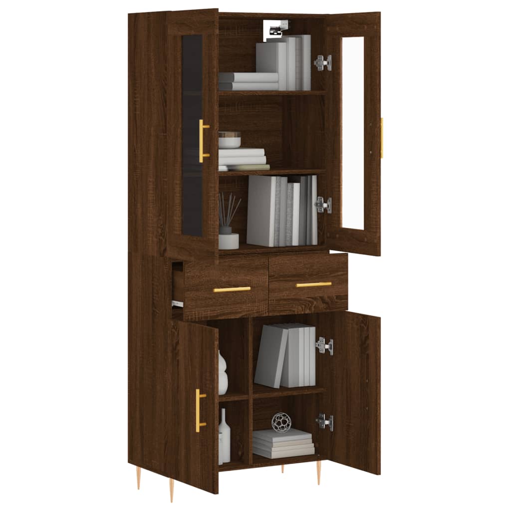 vidaXL Buffet haut Chêne marron 69,5x34x180 cm Bois d'ingénierie