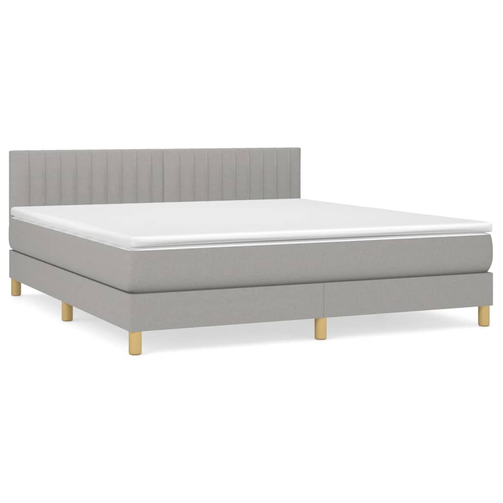 vidaXL Sommier à lattes de lit avec matelas Gris clair 180x200cm Tissu