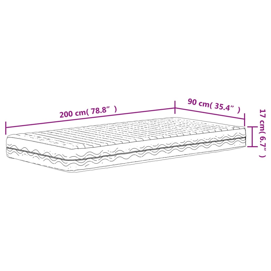 vidaXL Matelas en mousse blanc 90x200 cm dureté H2 H3