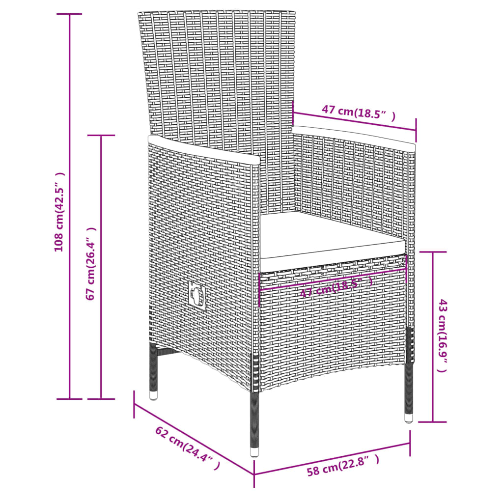 vidaXL Ensemble à manger de jardin avec coussins 7 pcs Gris