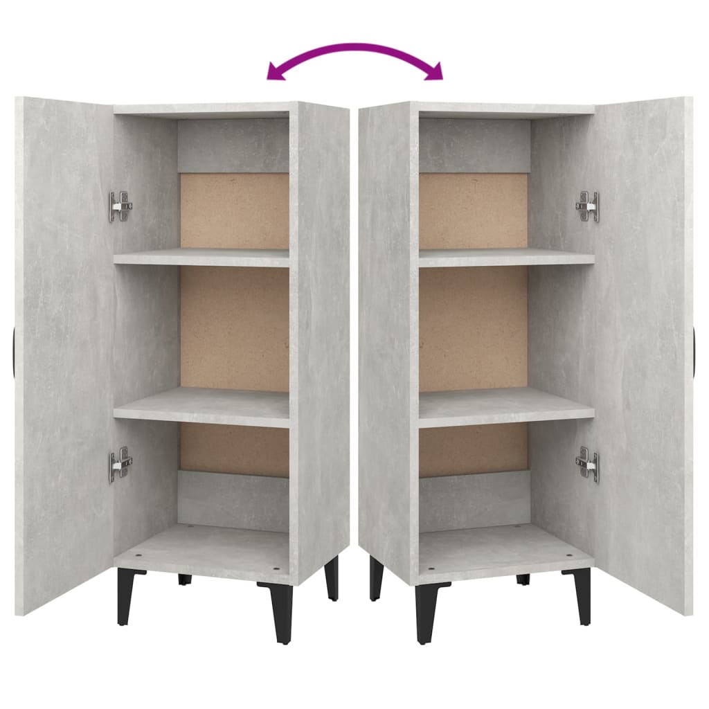 vidaXL Buffet Gris béton 34,5x34x90 cm Bois d'ingénierie