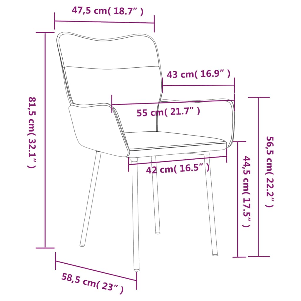 vidaXL Chaises à manger lot de 2 Rose Velours