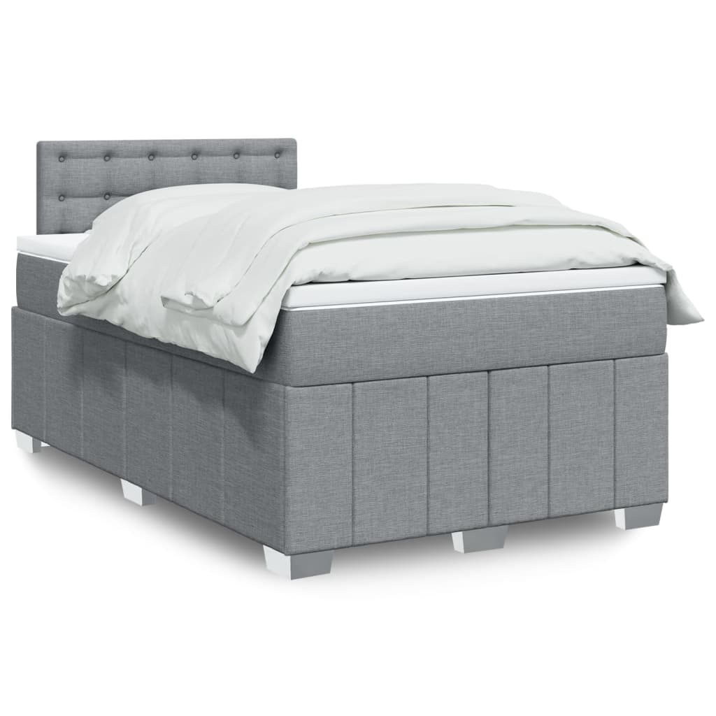 vidaXL Sommier à lattes de lit avec matelas Gris clair 120x200cm Tissu