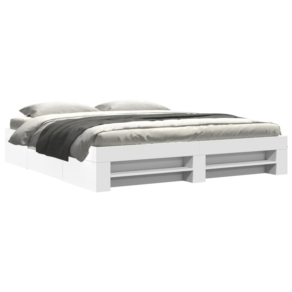 vidaXL Cadre de lit sans matelas blanc 200x200 cm bois d'ingénierie