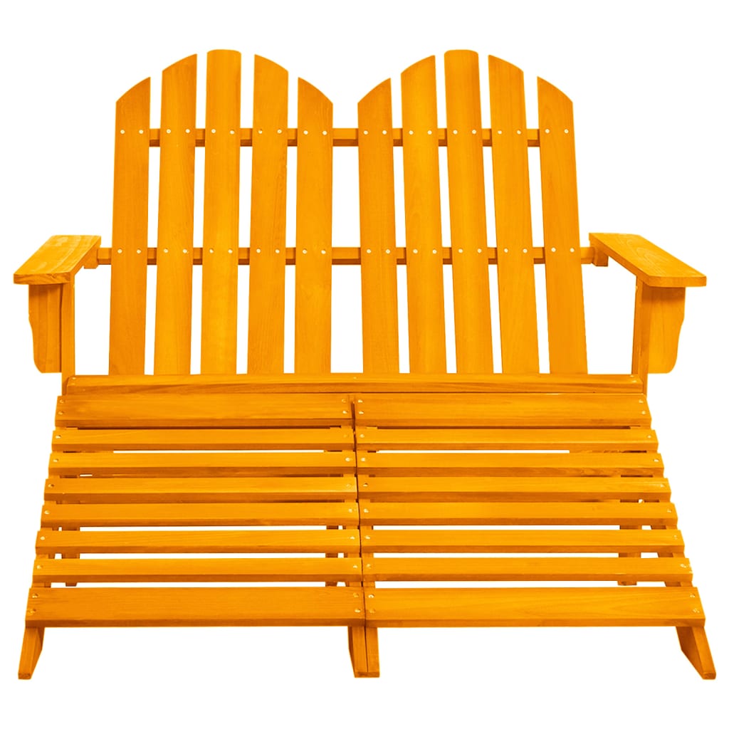 vidaXL Chaise de jardin Adirondack 2 places et pouf Sapin Orange