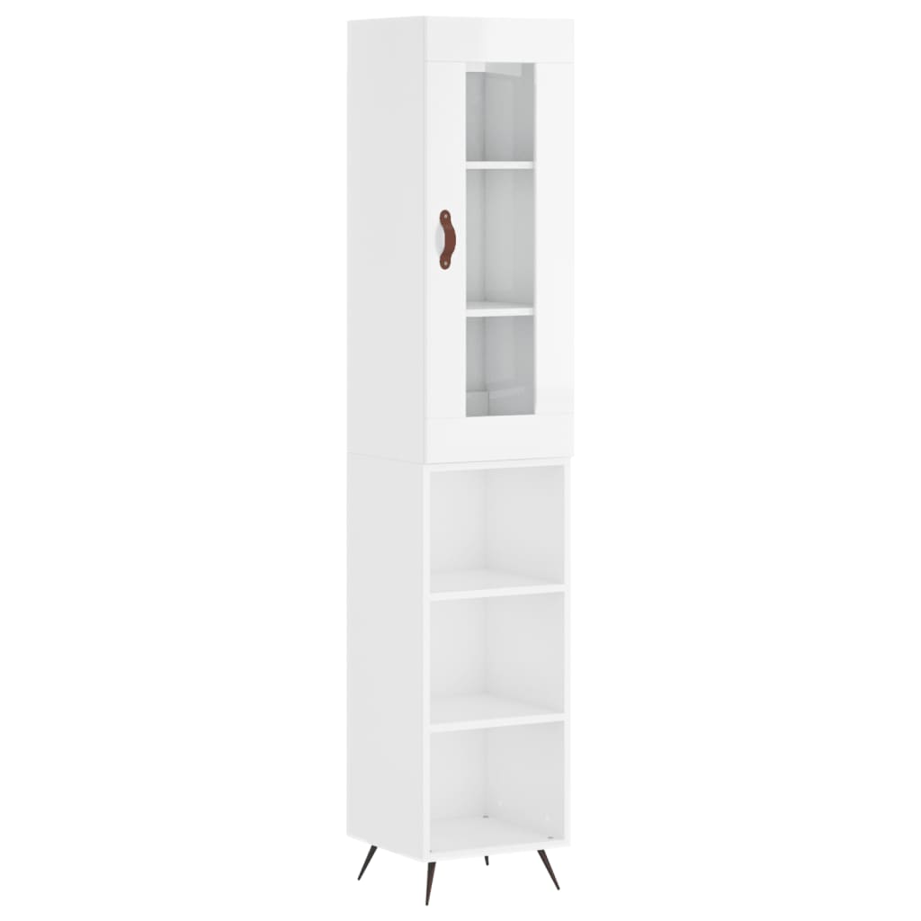 vidaXL Buffet haut Blanc brillant 34,5x34x180 cm Bois d'ingénierie