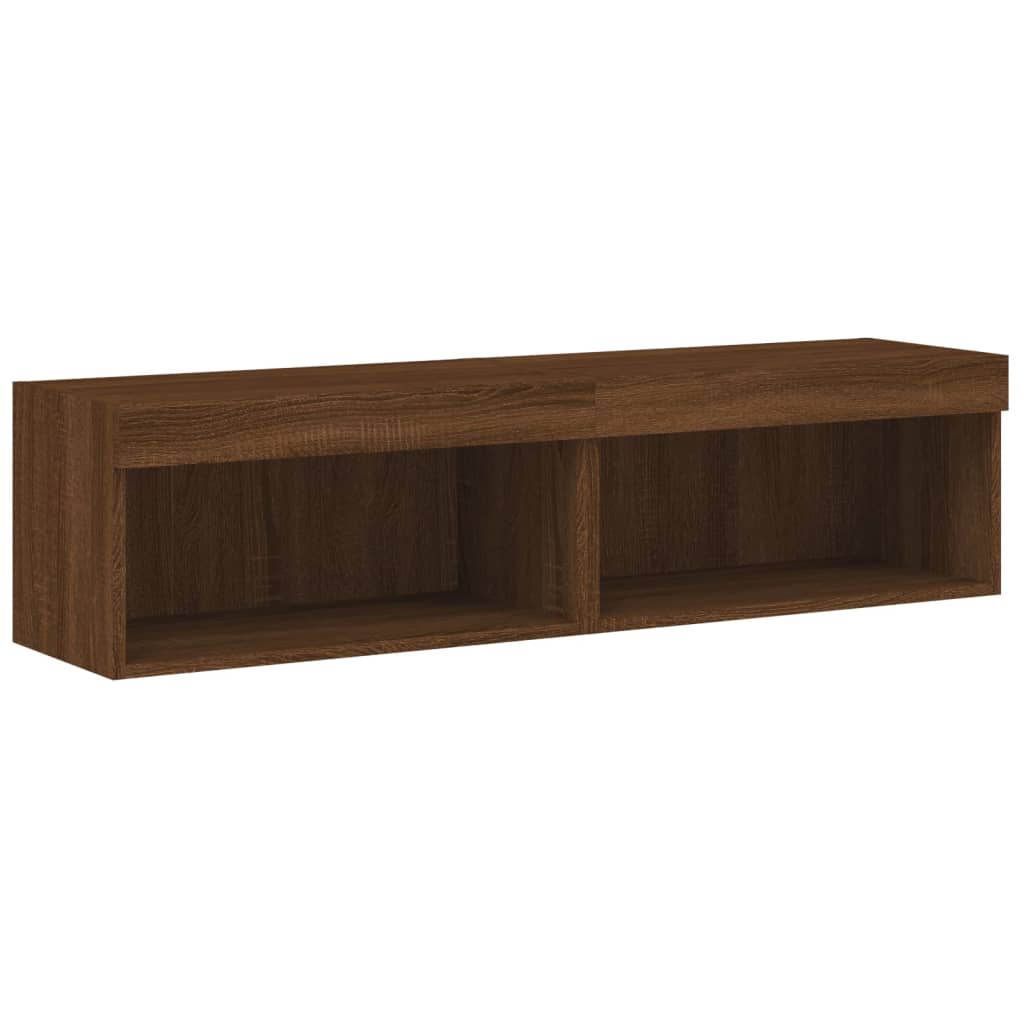 vidaXL Meubles TV avec lumières LED 2 pcs chêne marron 60x30x30 cm