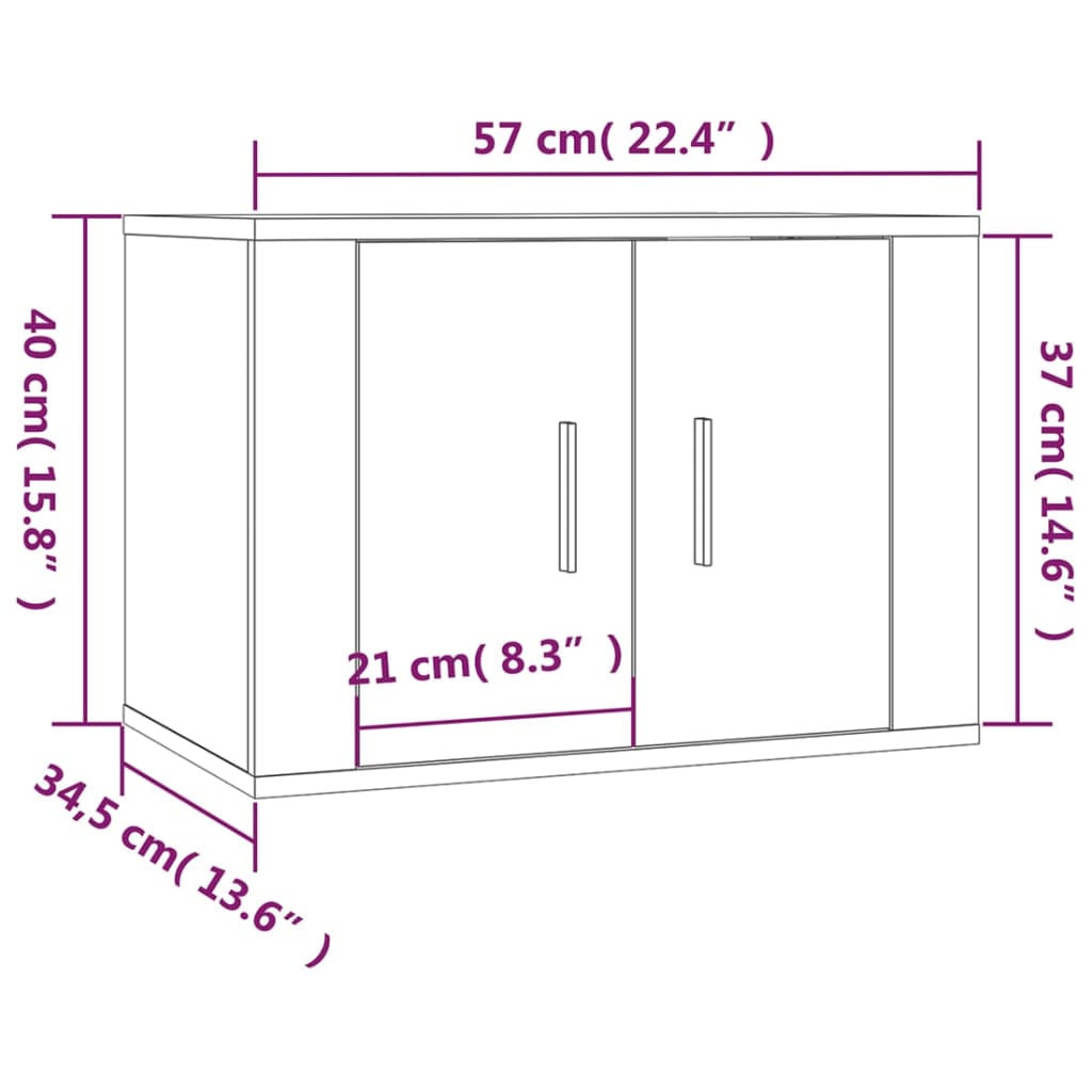 vidaXL Meubles TV muraux 2 pcs blanc 57x34,5x40 cm