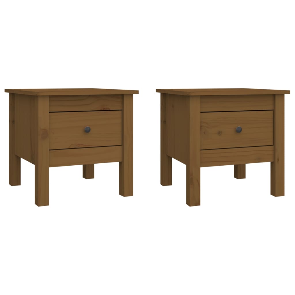 vidaXL Tables d'appoint 2pcs Marron miel 40x40x39cm Bois massif de pin