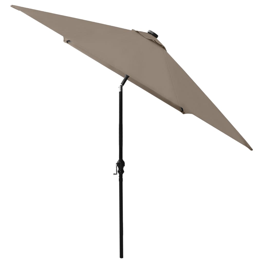 vidaXL Parasol de jardin avec LED et mât en acier taupe 2x3 m