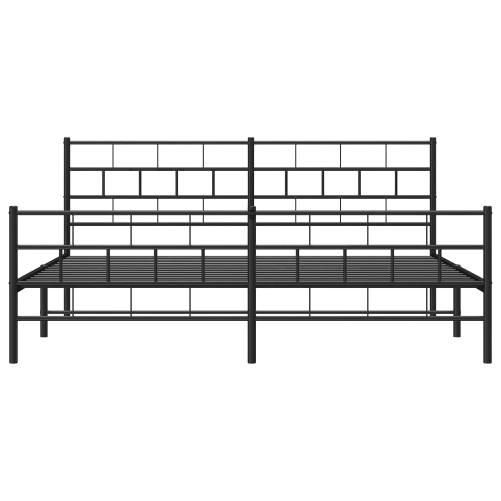 vidaXL Cadre de lit métal sans matelas avec pied de lit noir 183x213cm