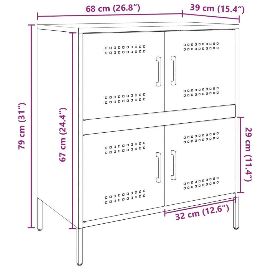 vidaXL Buffet noir 68x39x79 cm acier