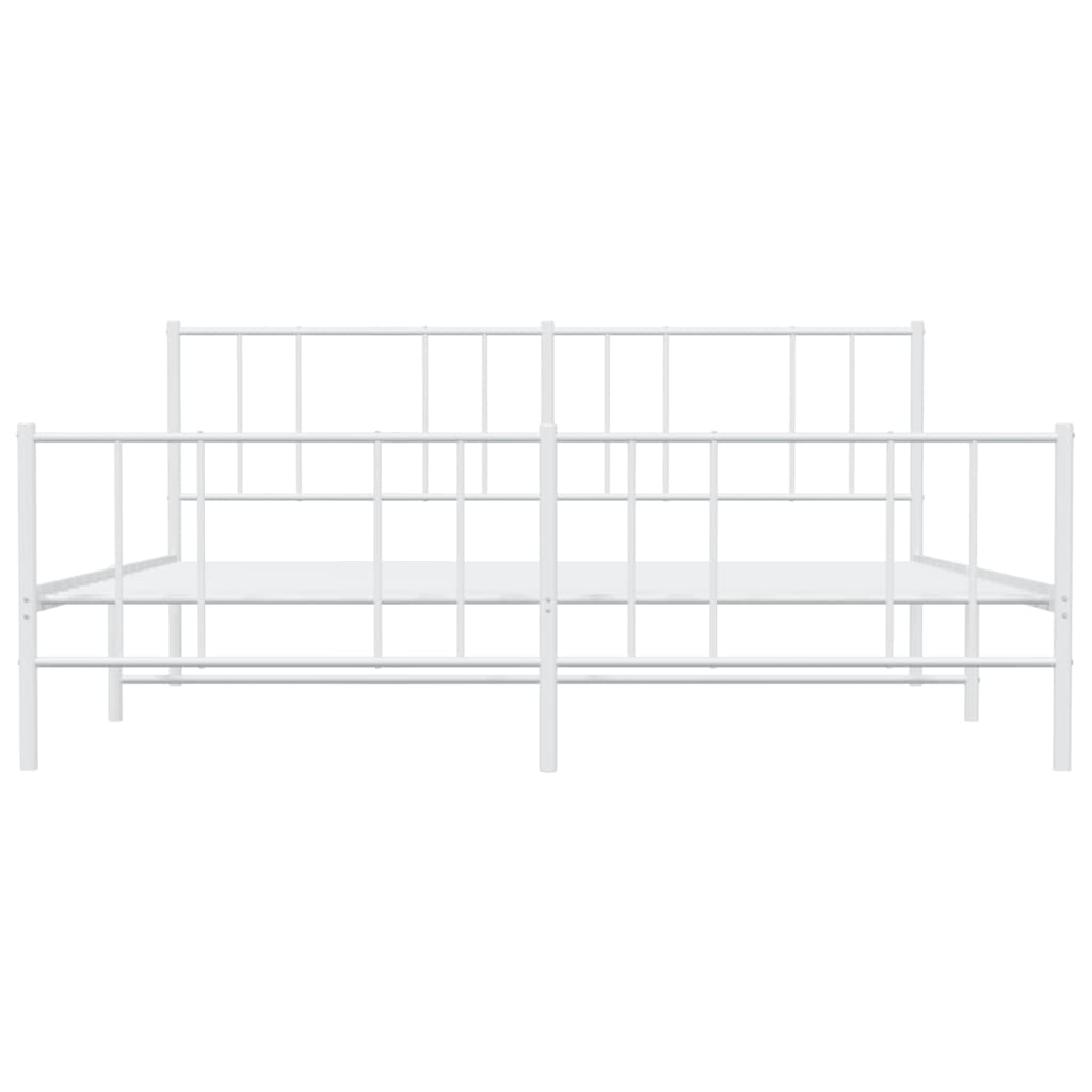 vidaXL Cadre de lit métal sans matelas et pied de lit blanc 193x203 cm