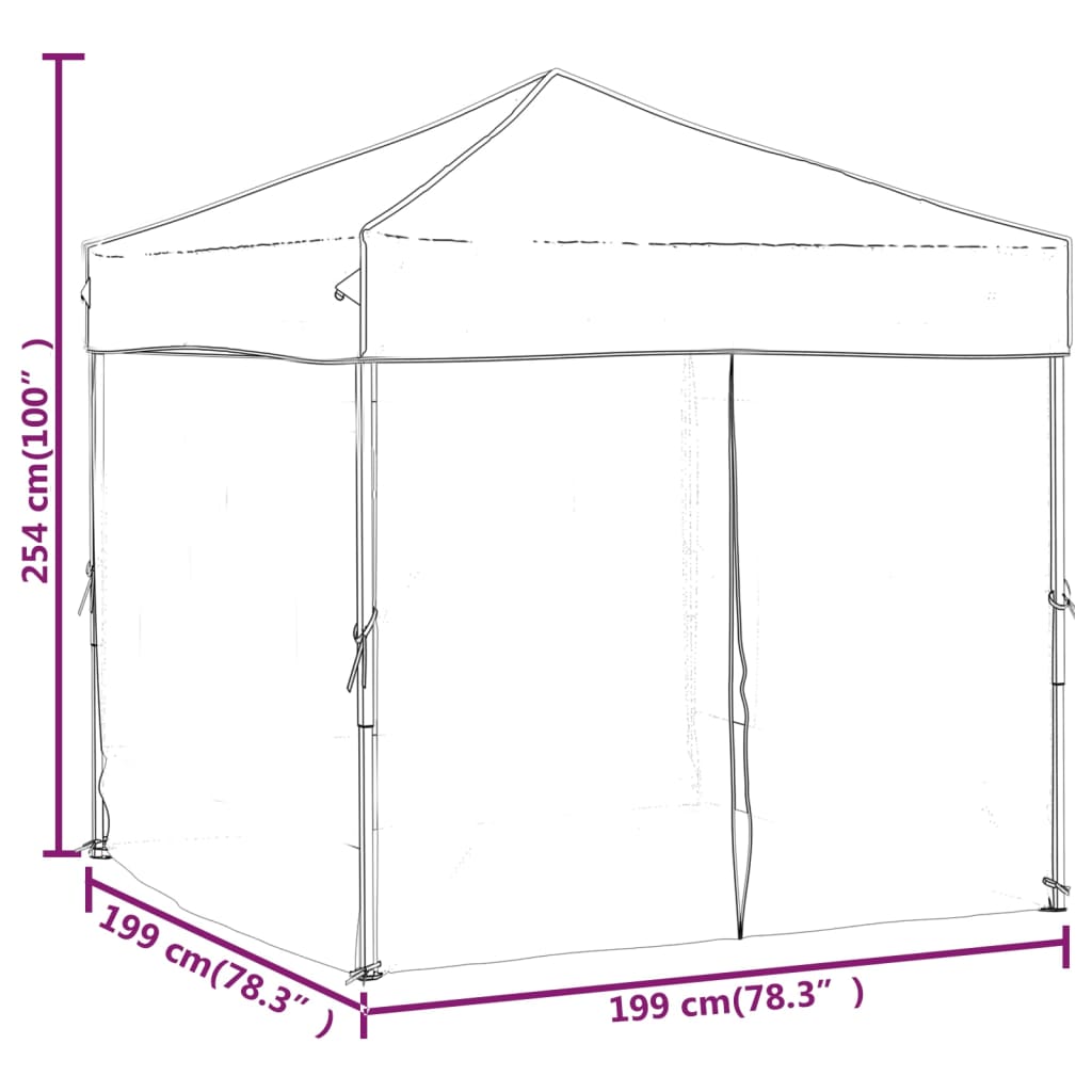 vidaXL Tente de réception pliable avec parois Crème 2x2 m