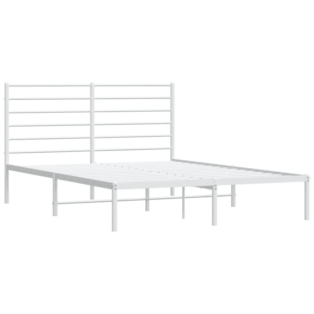 vidaXL Cadre de lit métal sans matelas et tête de lit blanc 140x190 cm