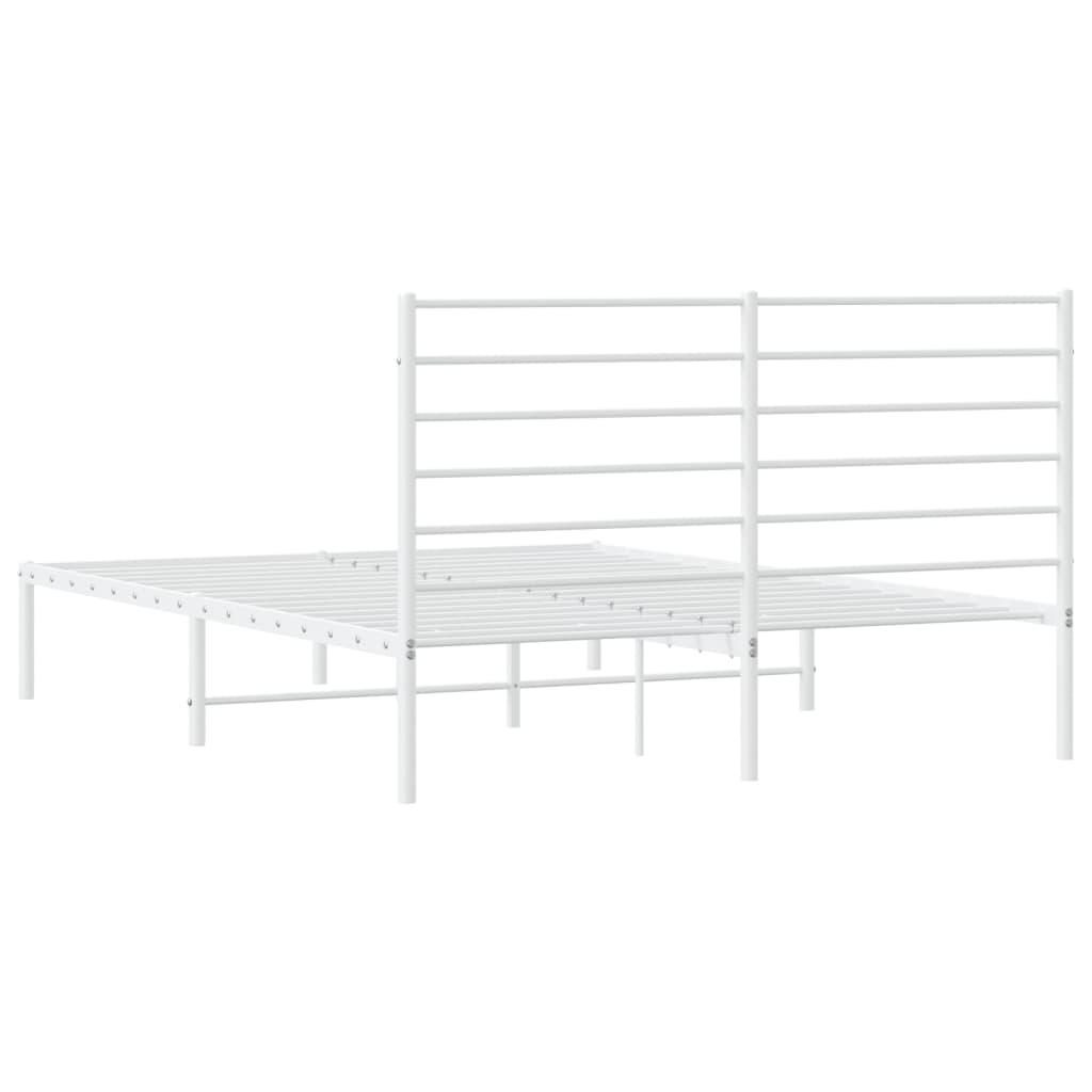 vidaXL Cadre de lit métal sans matelas et tête de lit blanc 135x190 cm