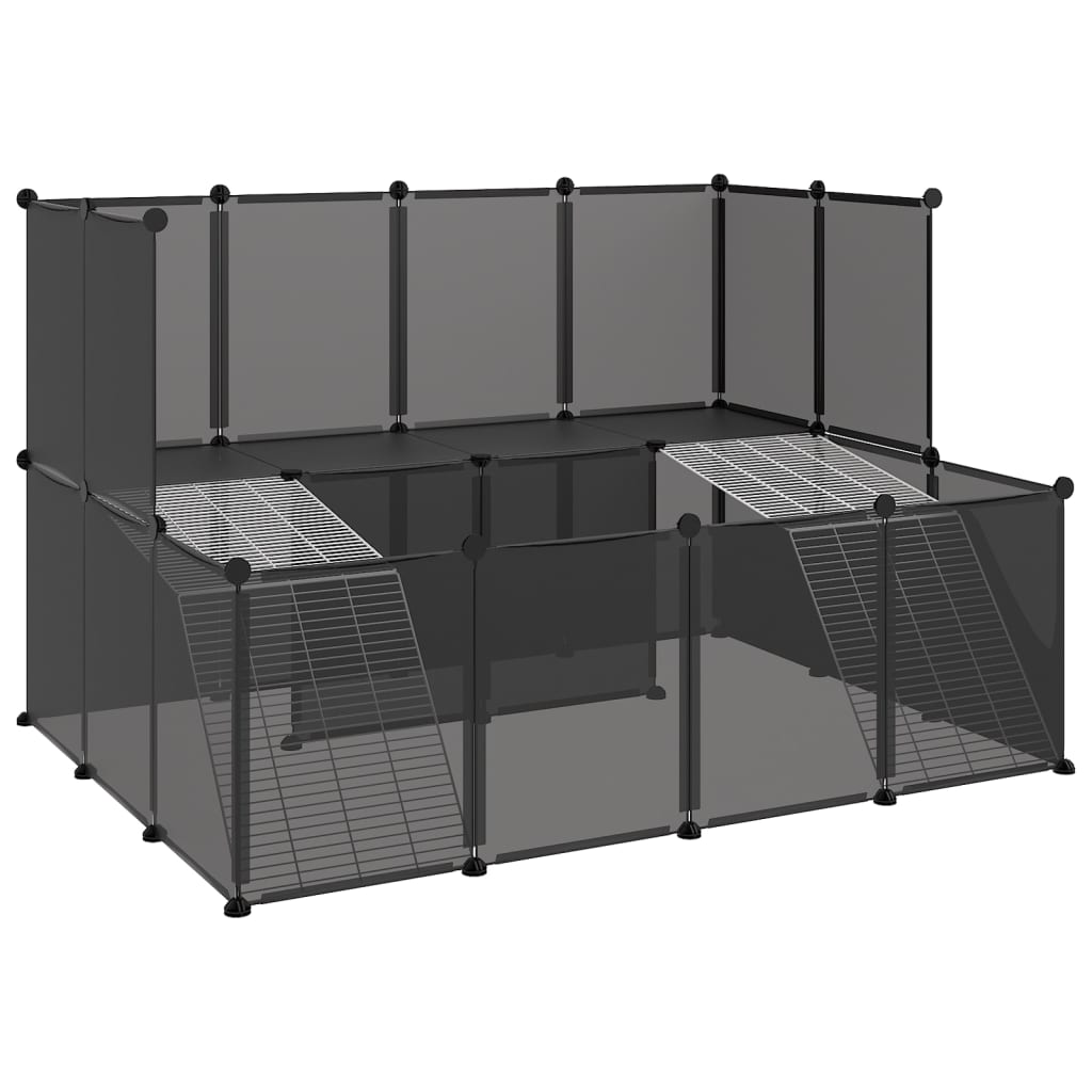 vidaXL Cage pour petits animaux Noir 143x107x93 cm PP et Acier